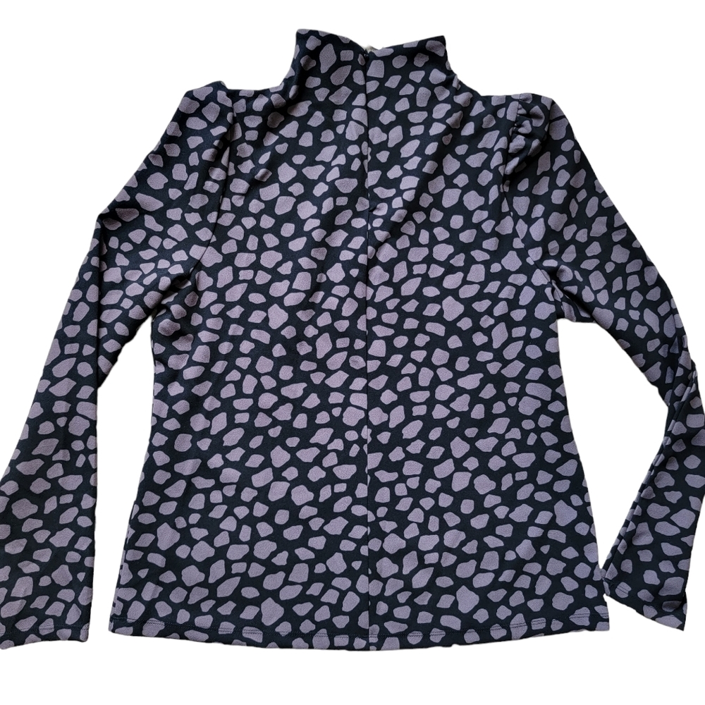 Ann Taylor Size M long sleeve shirt blouse black with mock neck NWT